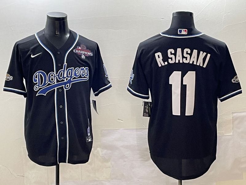 Men Los Angeles Dodgers #11 R.Sasaki Black Fashion Game 2025 Nike MLB Jersey style 30618